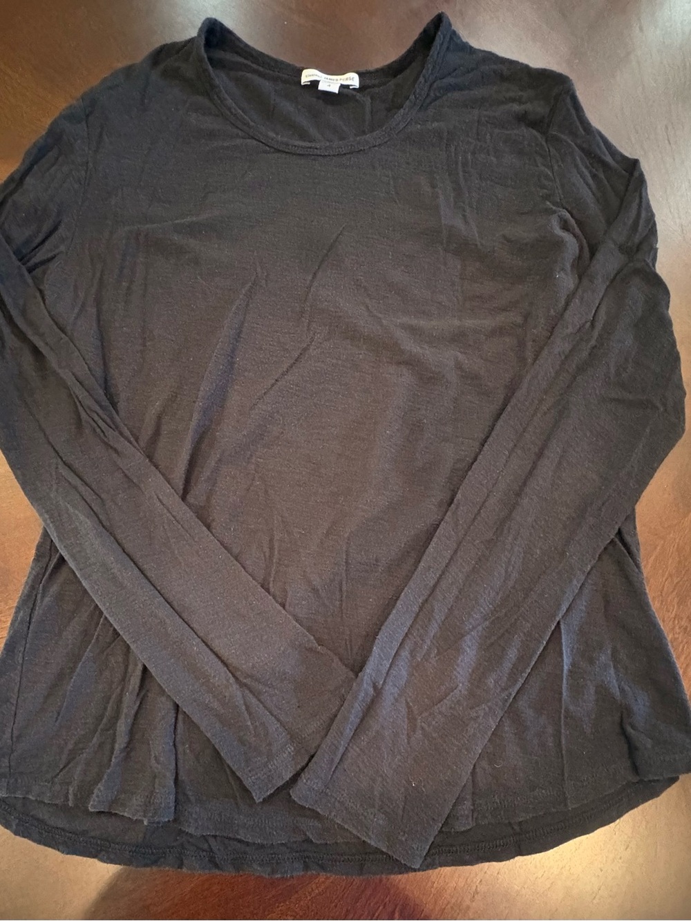 James Perse Black Long-Sleeve Scoop Neck Top